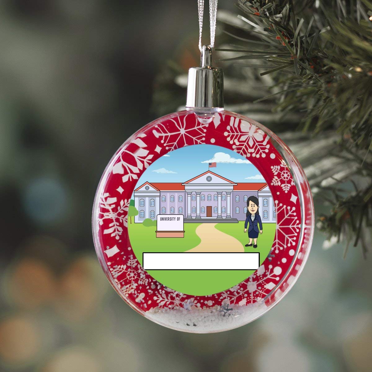 PrintedPerfection.com Personalized StoryLine Cartoon Caricature Snow Globe Christmas Ornament: Jet Ski Rider - Female