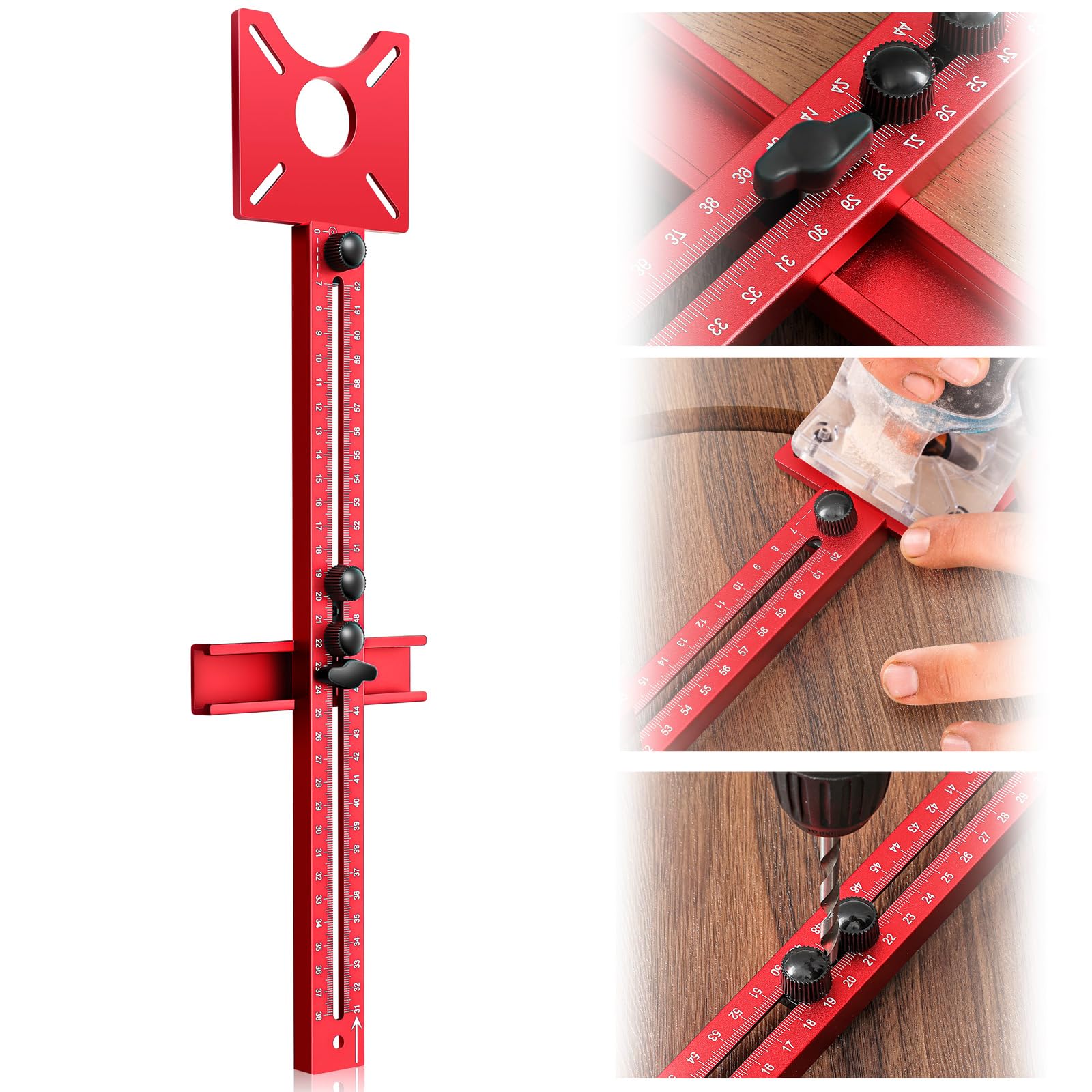 MorningRo 4 in 1 Router Milling Groove Bracket Aluminum Alloy Router Circle Cutting Jig Adjustable Circle Cutting Guide Cabinet Hardware