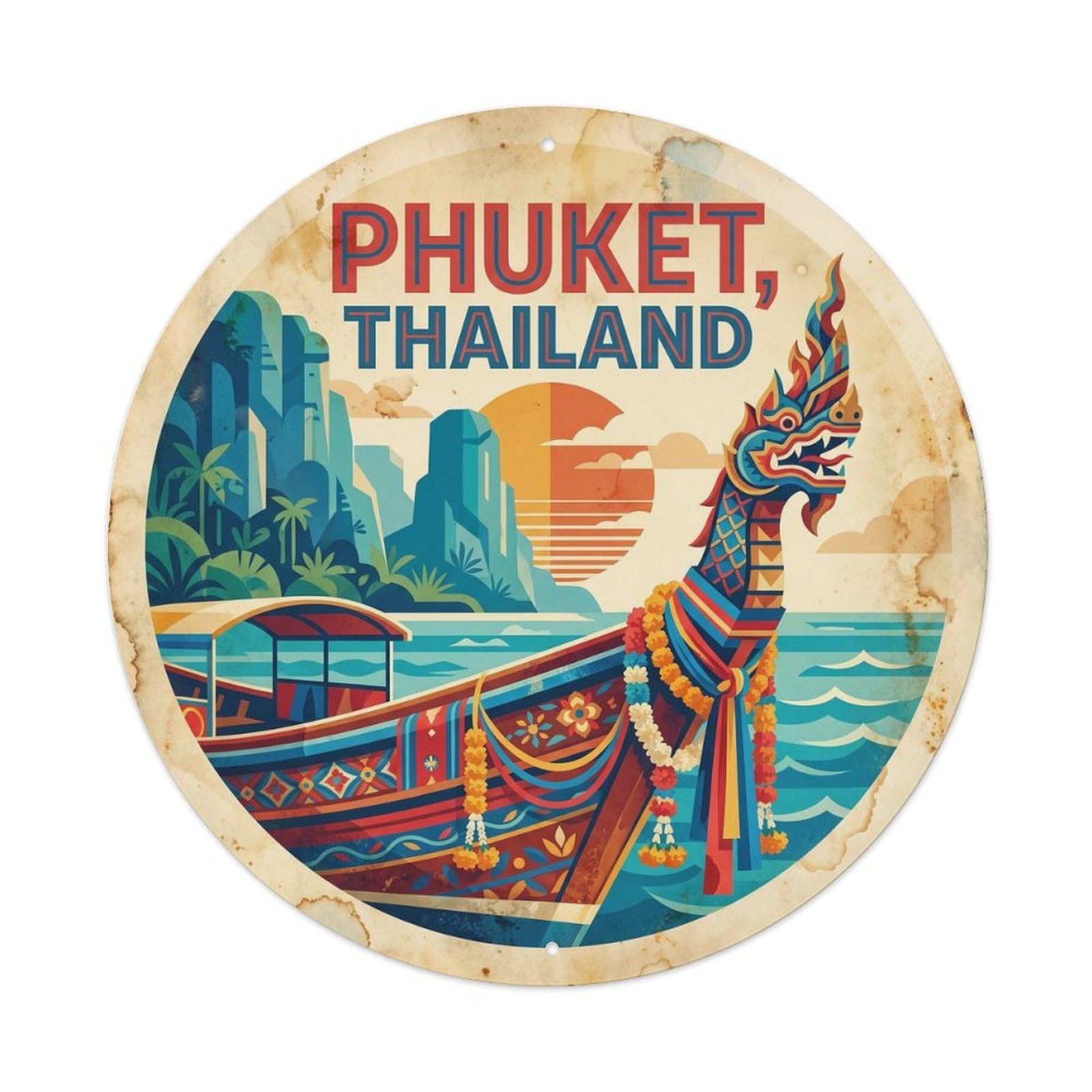 Phuket Longtail Boat Sailing Journey Kayaking Metal Tin Sign