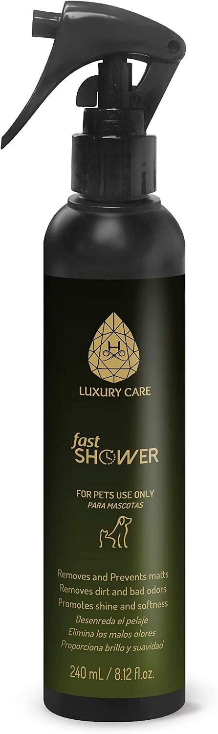 Hydra Luxury Care Fast Shower Bath Spray, Lightly Scented Dry Shampoo for Pets, No-Rinse Shampoo for Dogs and Cats, 8.12-Ounce Bottle