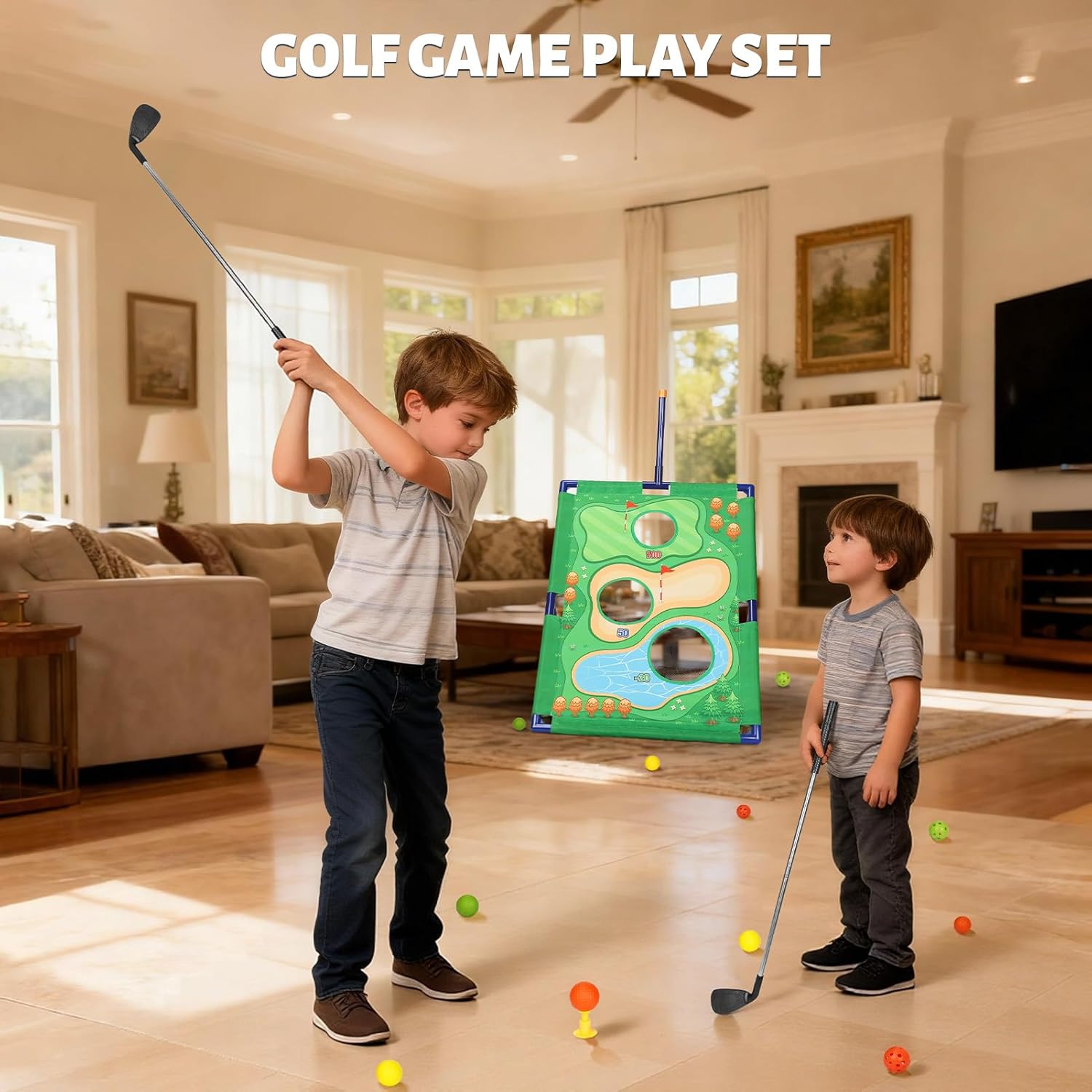 3 in 1 Battle Golf Chipping Games for Adults, Golf Cornhole Board Set, Indoor & Outdoor Golf Practice for Kids & Adults