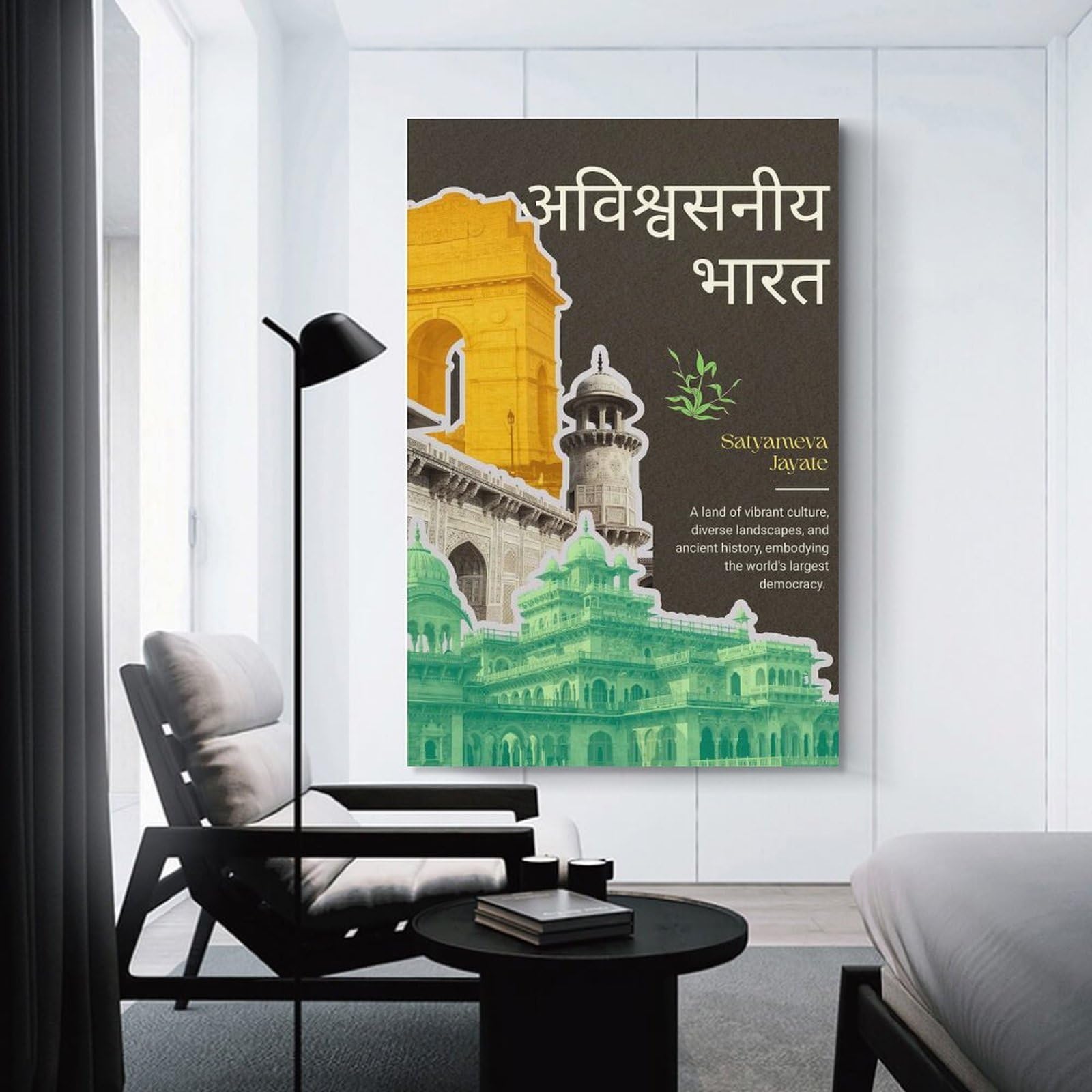 Junmoney Incredible India Travel Home Decor Wall Art, 24x36inch(60x90cm), for Living Room, Bedroom Or Apartment Walls, Canvas Styling for A Polished Room Look