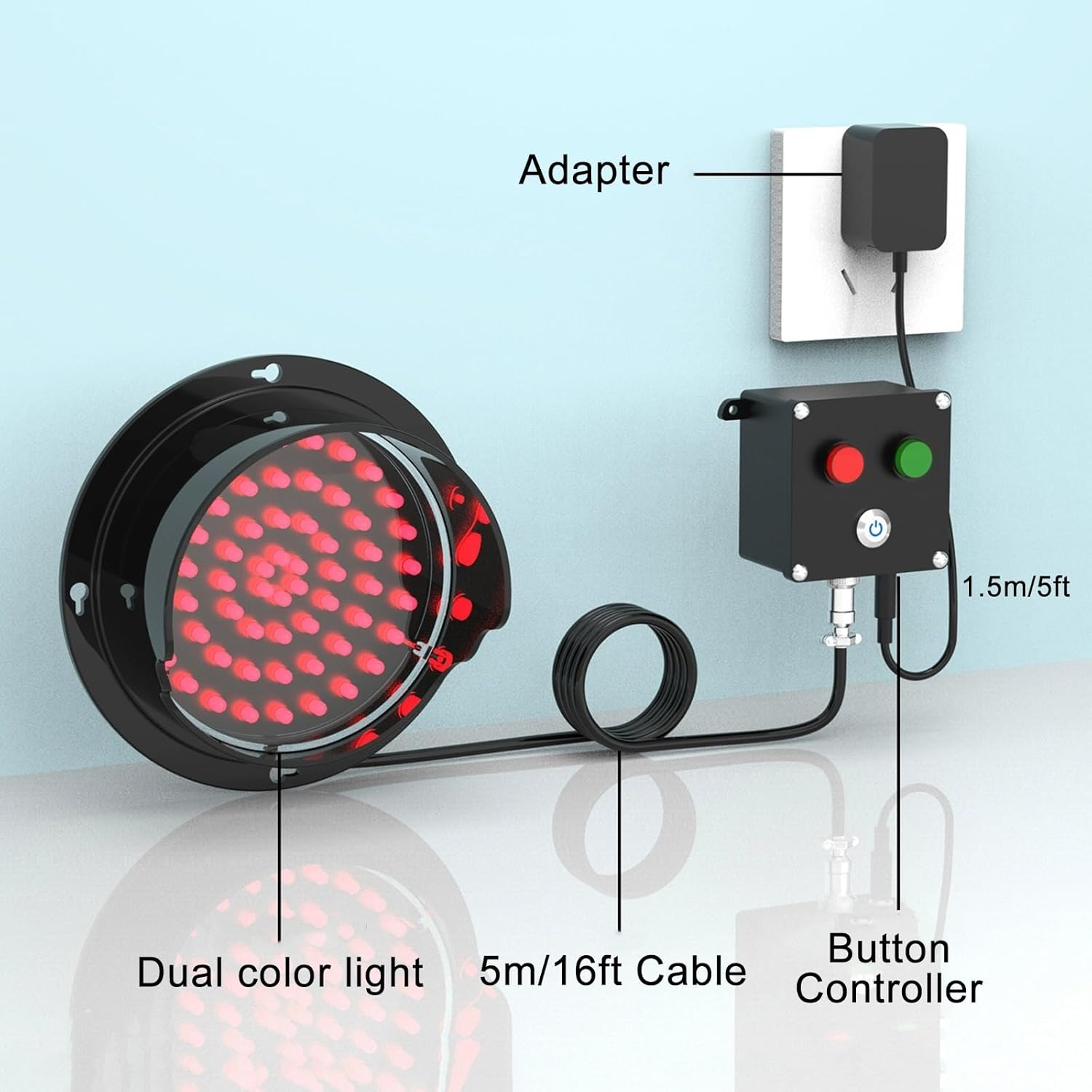 Traffic Signal Light, 2 in 1 Red/Green Stop and Go Light, Industrial Loading Dock Bay Light, for Toll Station, Car Wash, Shopping Mall, Parking Lane, Button Control, AC100-240V(100mm/4in)