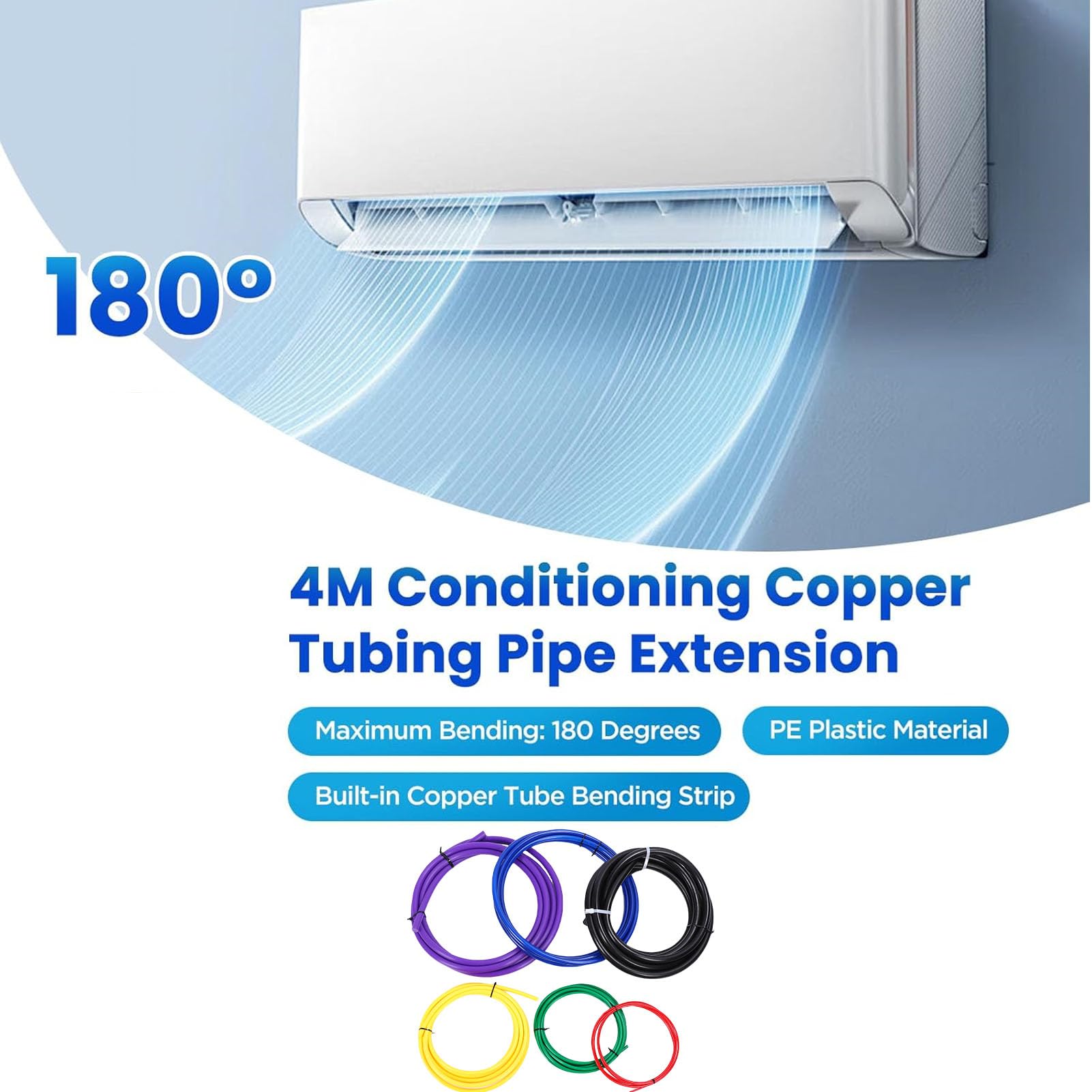 Kit di Strisce Piegatubi in Rame per la Riparazione del Condizionatore d'Aria, Ripristino Efficiente dei Tubi, Strisce in Plastica PE di Diverse Dimensioni per Professionisti HVAC, 6