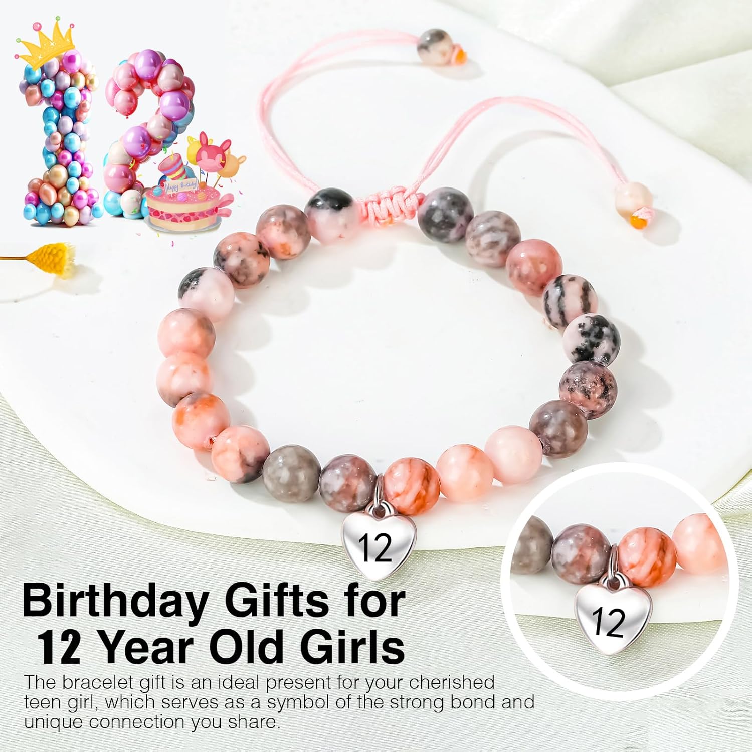 Chuchoter To My Daughter/Granddaughter/Niece Bracelet,Sweet Heart Natural Stone Beaded Bracelet For girl,Birthday Christmas Valentines Graduation Gifts for girl - Image 2