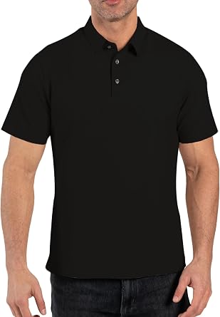 Men's Polo Golf Shirts Quick Dry Waffle Short Sleeve Casual
