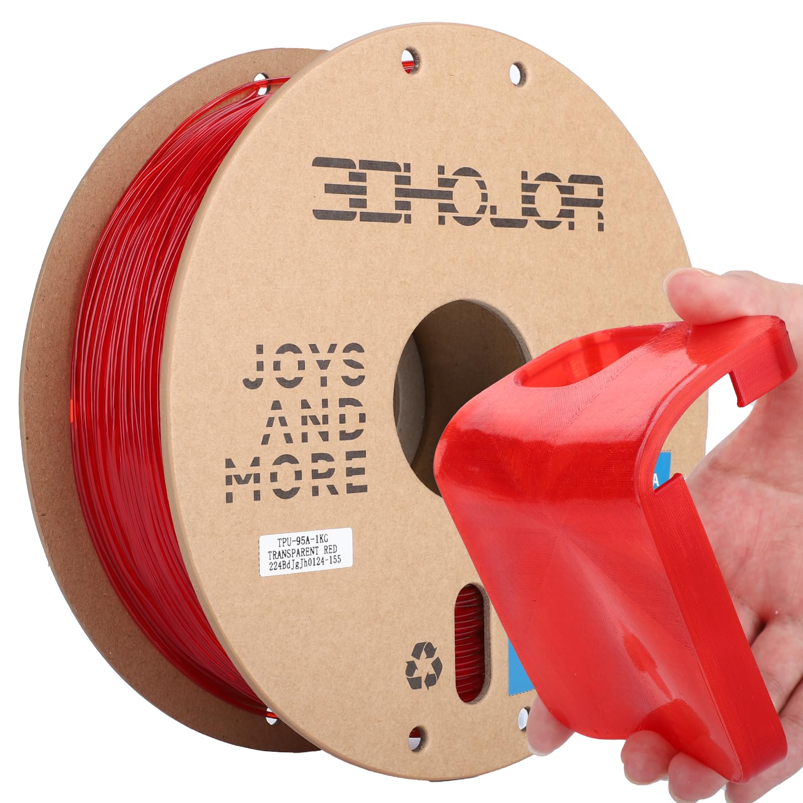 3DHojor TPU Filament 1.75mm TUP95A 3D Printer Filament Flexible Soft 3D Filament 1KG (2.2lbs) fit Most FDM 3D Printers Dimensional Accuracy +/- 0.03