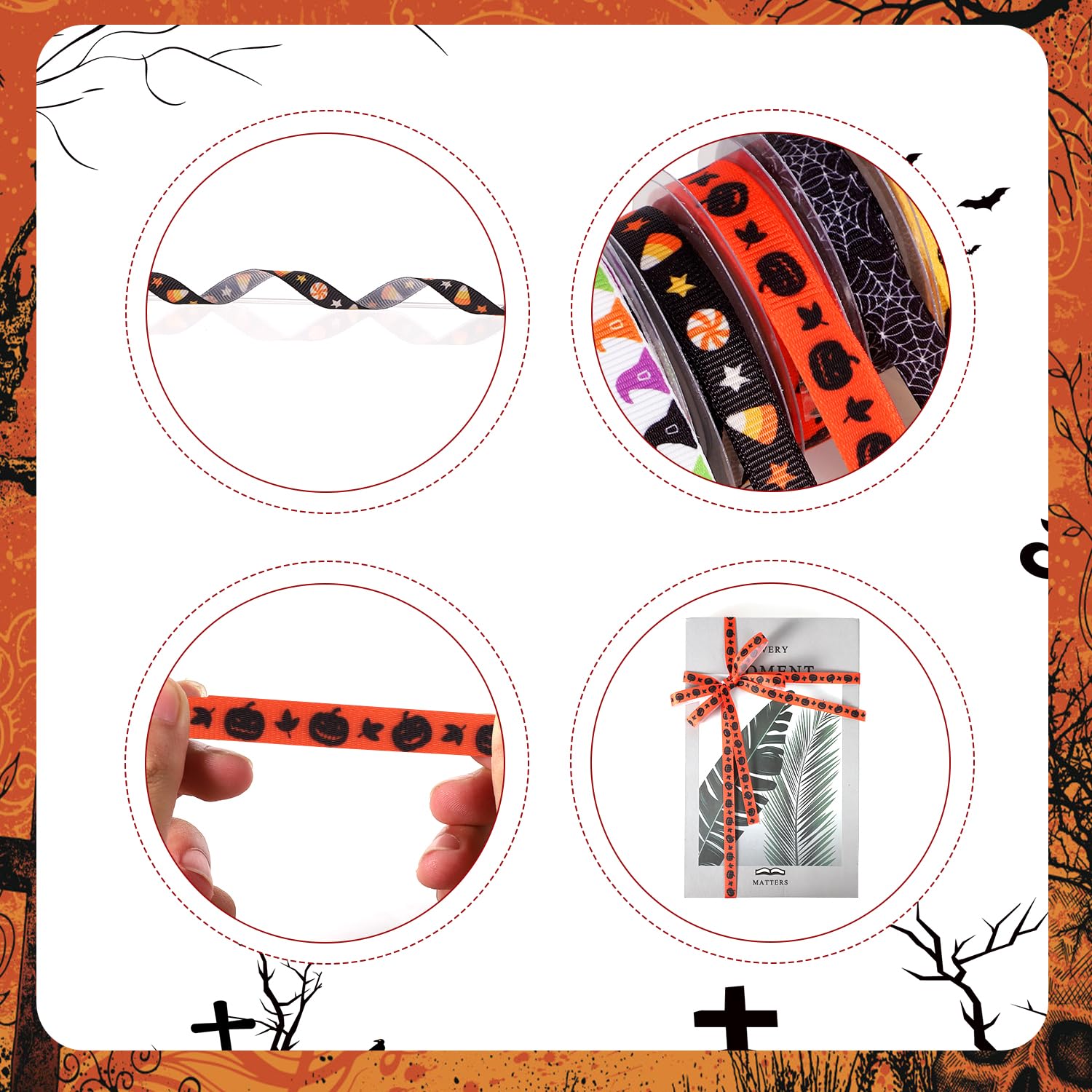 12 Rotoli Nastro Halloween Con Ragnatele E Zucca – 4,5m Cadauno, Per Decorazioni Fai Da Te - 2