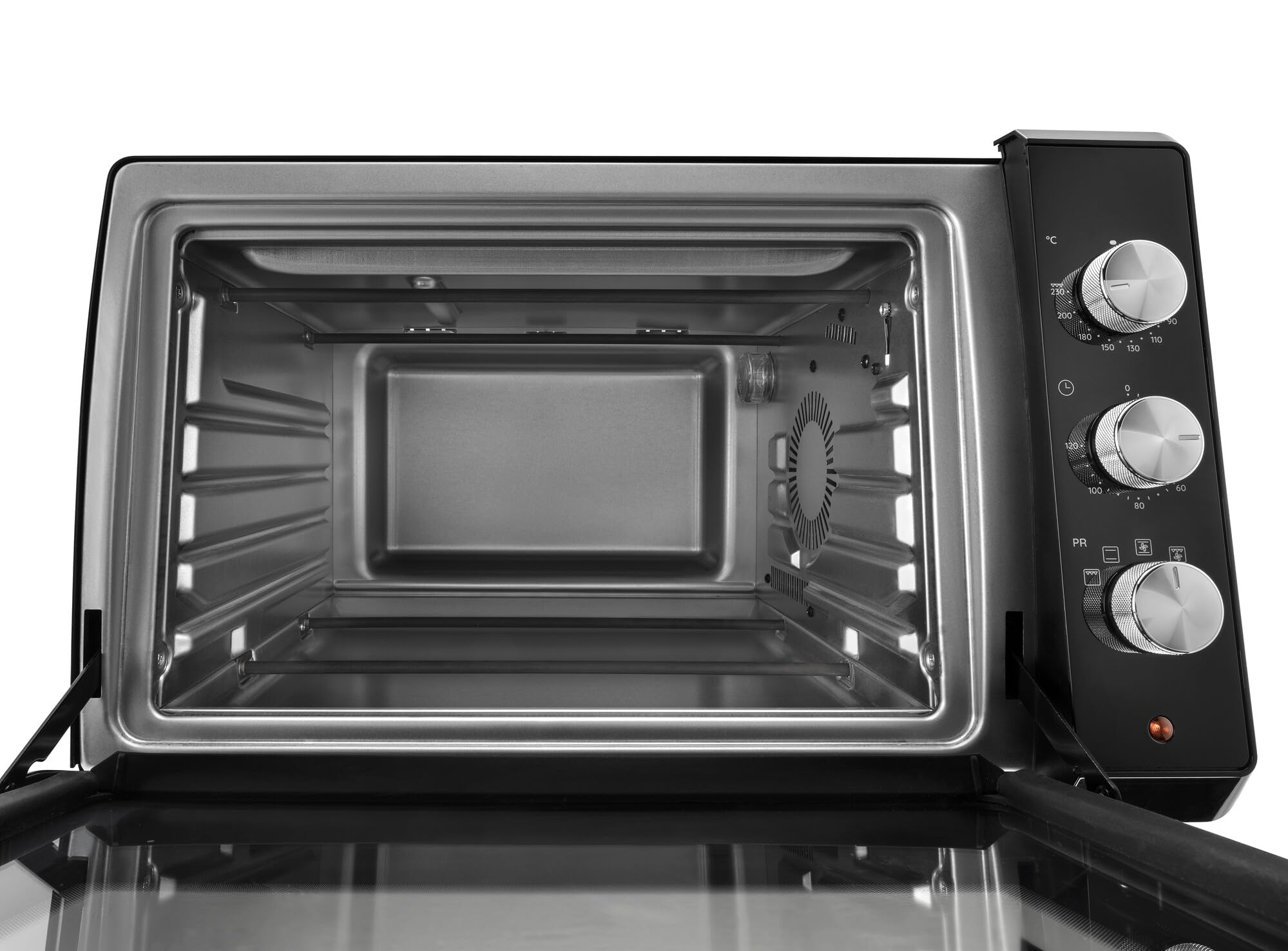 De'Longhi Sfornatutto Chef EO34302 - Horno eléctrico ventilado con 4 niveles de cocción de 34 l, freidora de aire, puerta doble cristal, temperatura 80-230 °C, temporizador 120, incluye bandeja y