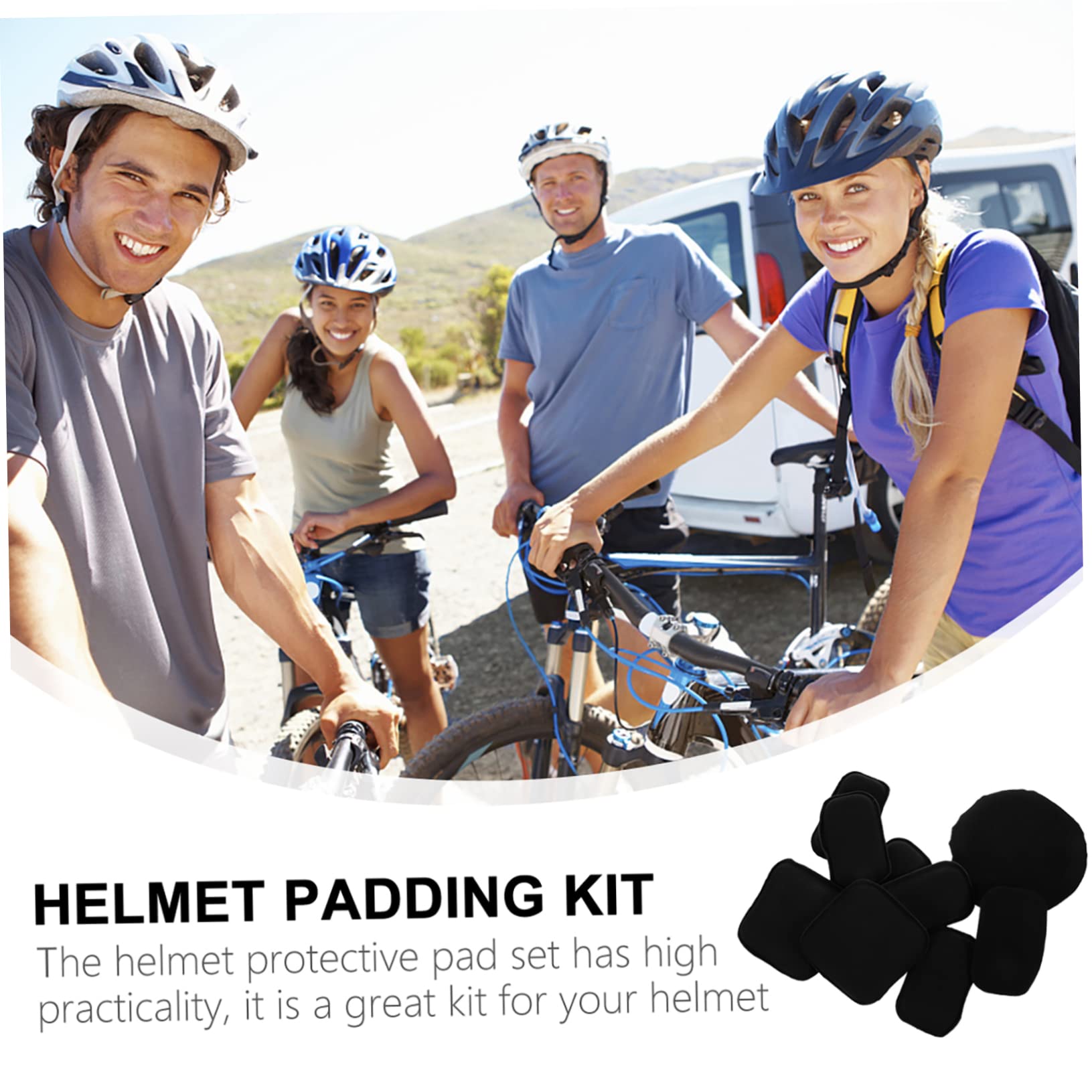 YARNOW Almohadillas Relleno Espuma Motocicleta transatlántico Acolchado del Forro del Casco Almohadilla de Casco Transpirable Accesorios de Casco Esponja Black