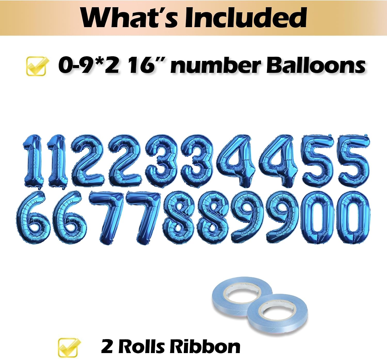 20 Pcs Blue 16" Number Balloons 2 Sets 0-9 Foil Balloon Numbers Décor image 3