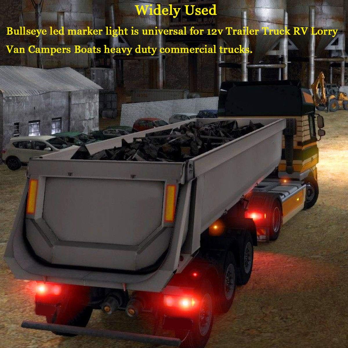 NPAUTO 10Pcs Red Side Marker Lights Double Bullseye 10 LED Trailer Clearance Light Bulls Tiger Eye for Truck RV Boat Camper Trailers