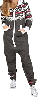 Malaika® Childrens Unisex Aztec Print Hooded Zip Up Onesie Jumpsuit Kids Girls Boys Fleece All in One Onesie Sizes Age 7/8, 9/10, 11/12, 13 Years