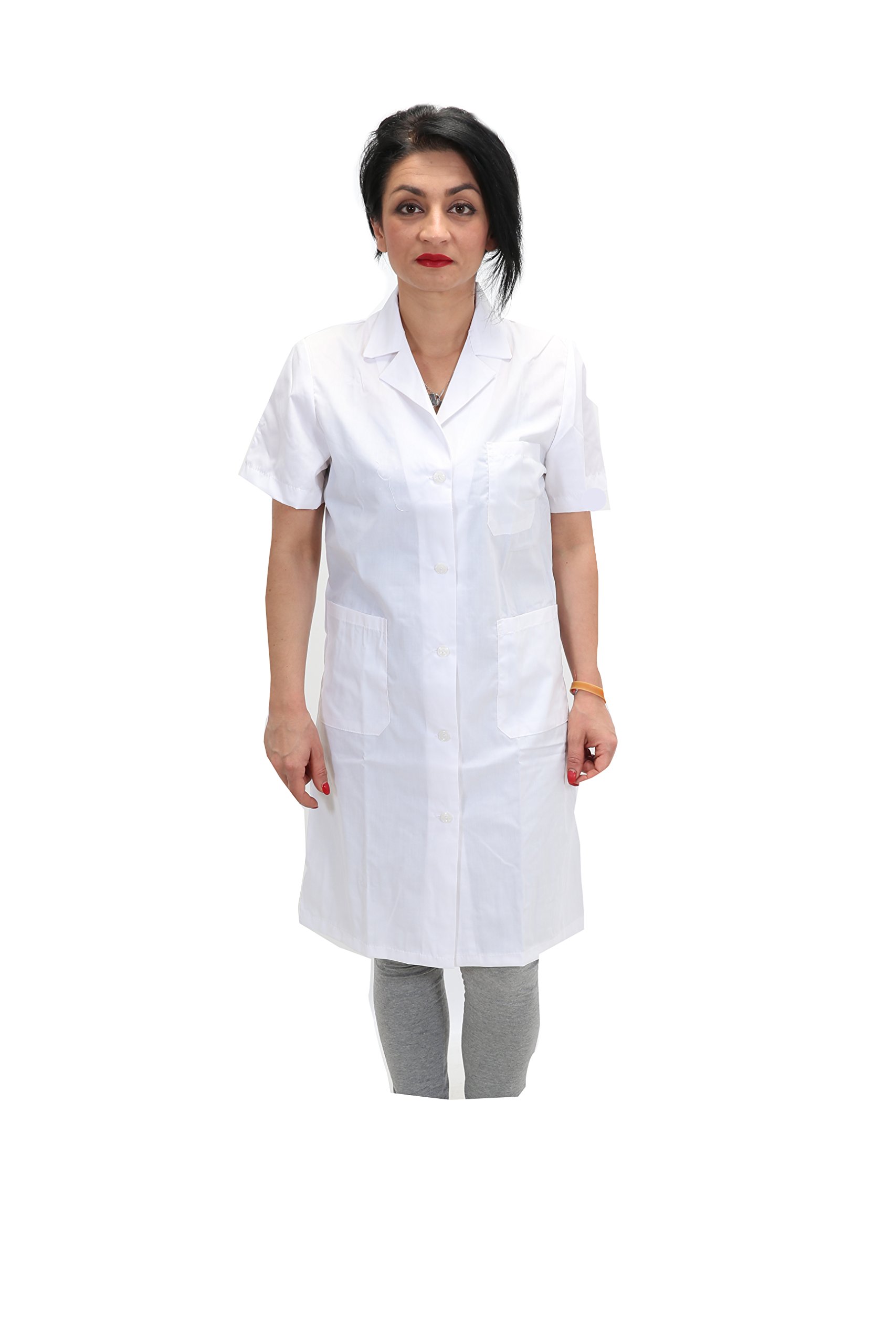 Grembiule Bianco Camice da Lavoro Donna Sanitaria Medico Infermiera Domestica