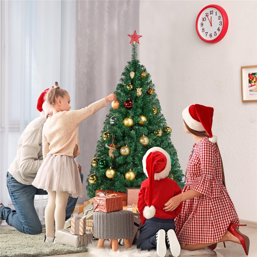 Yaheetech Sztuczna choinka 150 cm (Ø ok. 98 cm) z ok. 718 gałązkami, choinka wykonana z drewna świerkowego, wraz z metalowym stojakiem, szybki montaż, składana