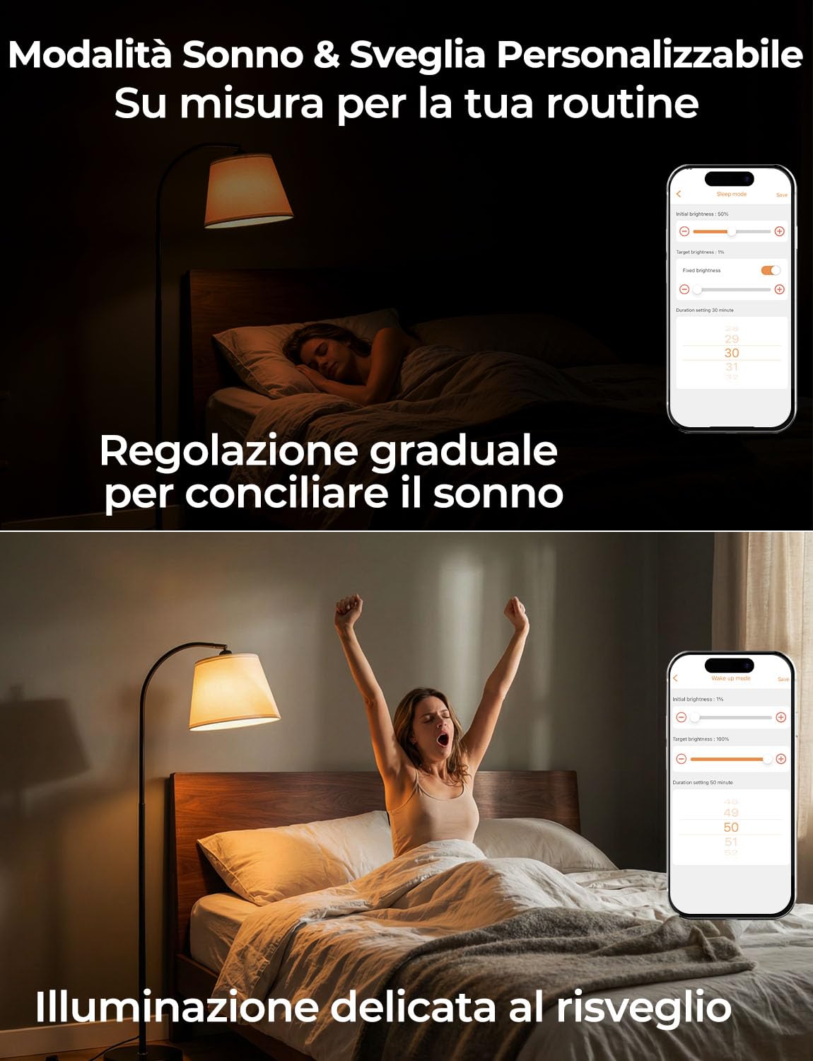 Piantana Lampada da Terra ad Arco Salotto LED Moderna Intelligente RGB,170CM Doppio Controllo con Interruttore a Piede e App, Lampadina Dimmerabile,CRI92, 2700-6000K, 10W 1200LM,per Soggiorno e Camera