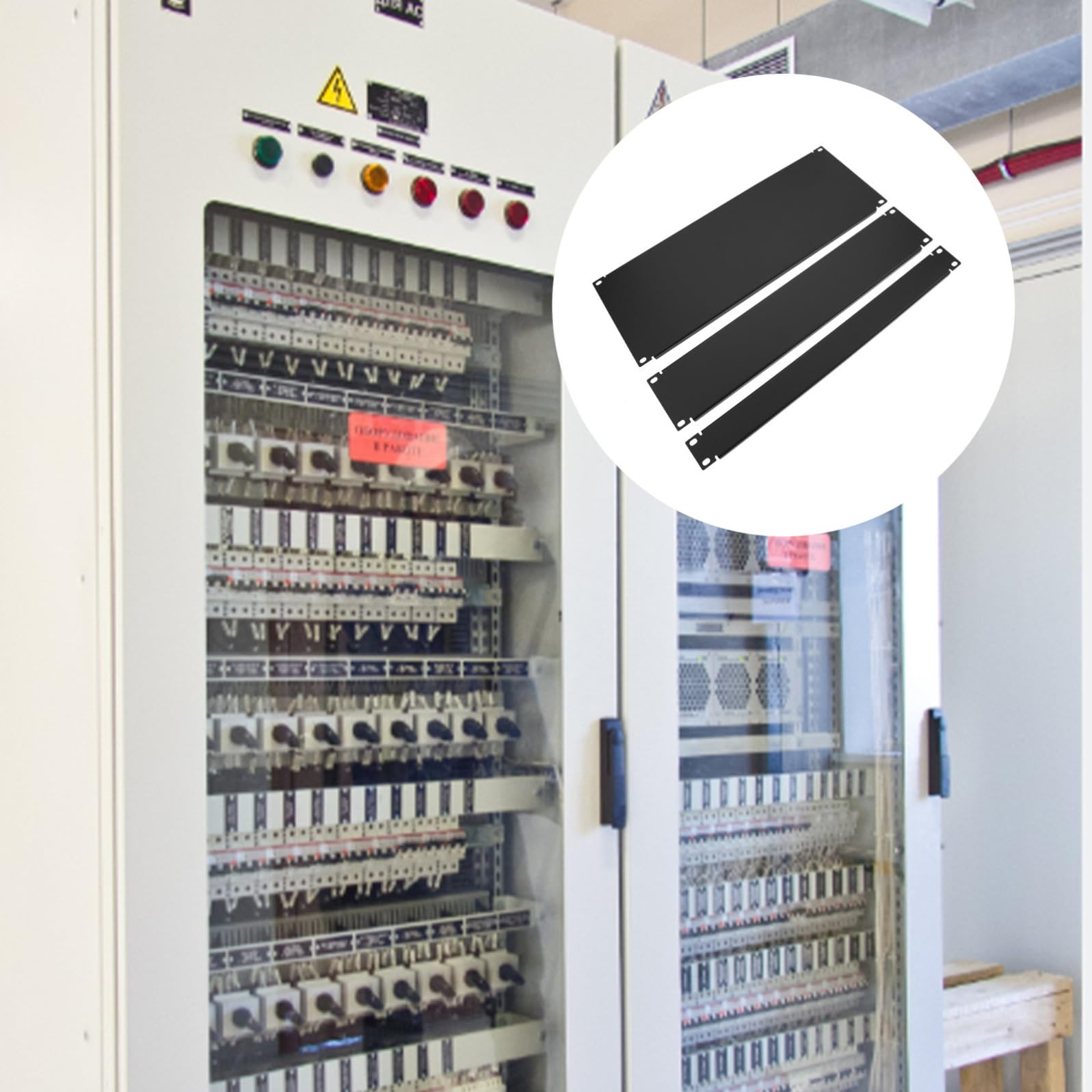 KALLORY 3 Pezzi Piatti di Copertura in Metallo Nero per Armadi Rack 1u 2u Taglie, Resistente All'usura e Facile da Usare, Copertura per Montaggio in Sala Macchine