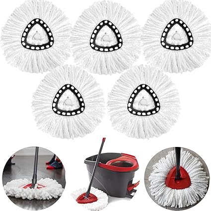 5 Pack Spin Mop Head Replacements, Microfiber Mop Refills Spin Mop Replacement Heads, Spinning Mop Head Refill Reusable 360 Degree Easy Wring Replacement Mop Head, Mop Refill Heads for Floor Cleaning