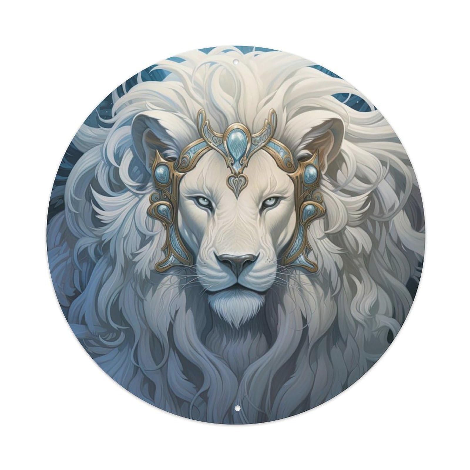 Animal Artwork White Lion Vintage Metal Tin Sign Plaque Wall Decor for Cafe, Club Bar, Office, Garden Metal Poster 8x8Inch