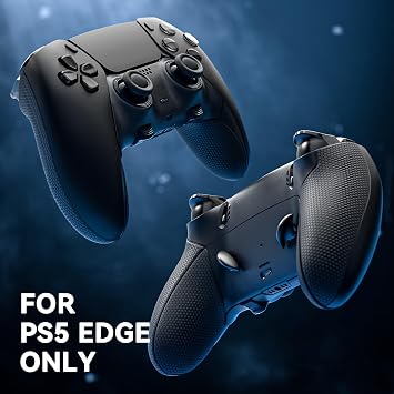 eXtremeRate Beyond-ARC Rubberized Grips Front Back Cover Shell Kit Compatible with p s 5 Edge Controller, Replacement Repair Front Bottom Decorative Trim Shell Rear Plates - Black