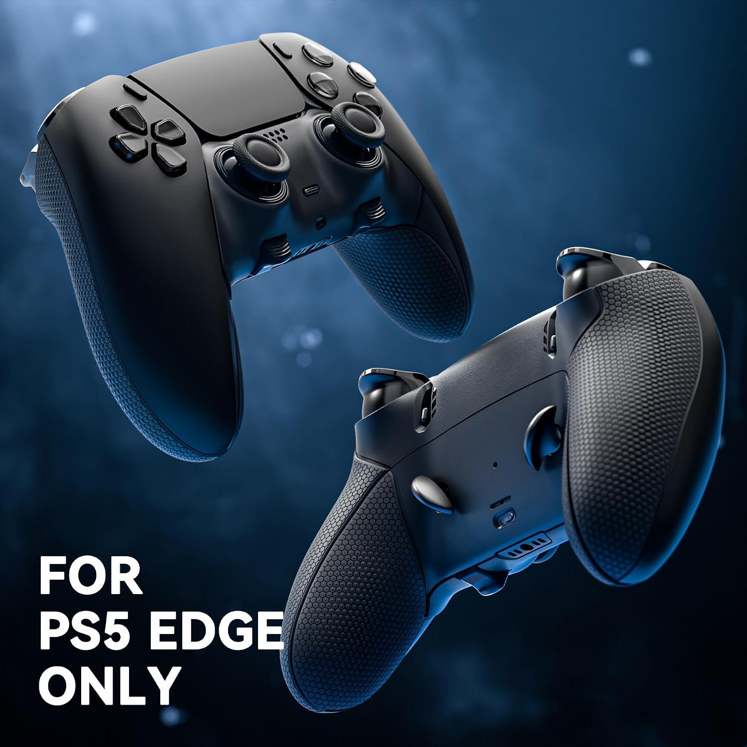 eXtremeRate Beyond-ARC Bottom Shell Kit Compatible with p s 5 Edge Controller with Rubberized Grip, Replacement Front Back Decorative Trim Shell Rear Plates - Black