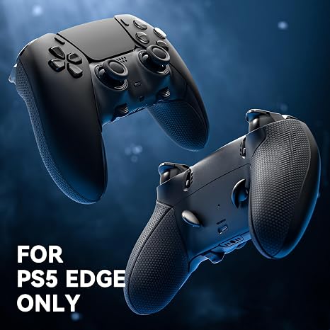 eXtremeRate Beyond-ARC Bottom Shell Kit Compatible with p s 5 Edge Controller with Rubberized Grip, Replacement Front Back Decorative Trim Shell Rear Plates - Black