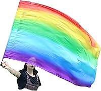 Vista 26 de Winged Sirenny Bandera de seda Poi, 50 pulgadas rectangular Spinning Playsilk Alabanza Profética Adoración Danza Banner (rojo)