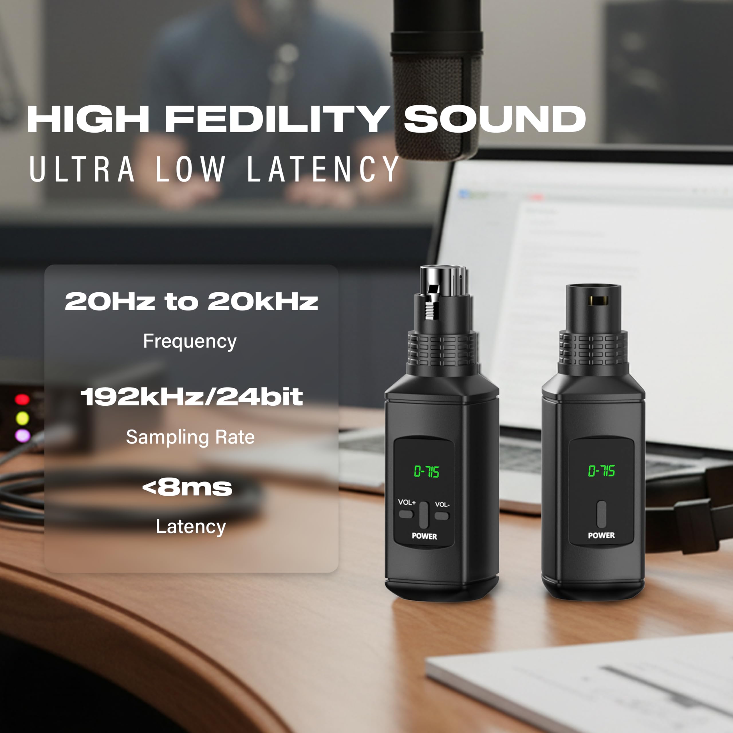 DIGIMORE Wireless Microphone System | 2.4GHz Digital Modulation | 50m Range | High S/N Ratio >90dB | Ideal for Recording, Streaming & Public Speaking (D-715) — Amazon image 3