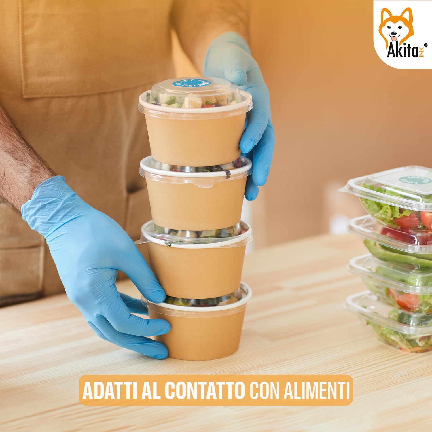AKITAInk Guanti in Nitrile Blu senza polvere, senza lattice - Ipoallergenici, Resistenti, Ideali per Ambiti Medici e Alimentari per Estetisti, Tatuatori, Ambiti Medici, guanti per alimenti (1000, L)
