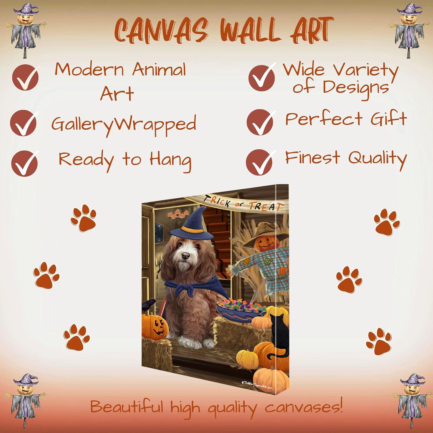 Doggie of the Day Enter at Risk with Cockapoo Dogs Canvas Wall Art - Premium Quality Ready to Hang Room Decor - 1.5" Thick Canvas Wrap 16" x 20"