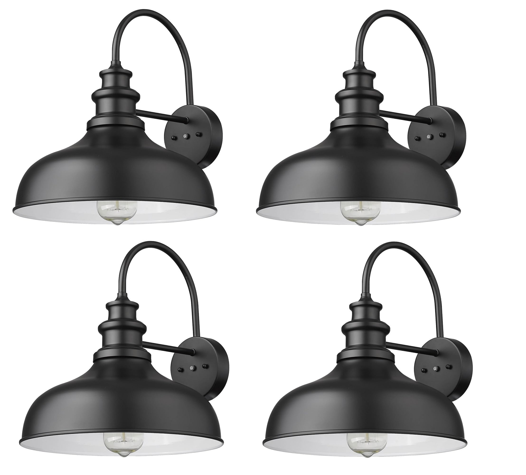 Bestshared Lampada da parete per esterni, con sensore dal tramonto all'alba, lampada da parete per esterni, per portico, luci da portico (nero e bianco, 4 pezzi)