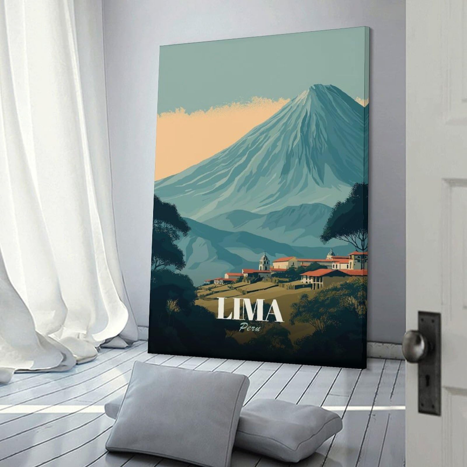 Junmoney Lima, Peru Travel (3) Canvas Wall Decor 24x36inch(60x90cm), for Feature Walls in Flats Or Modern Rooms, Decorative Artwork with Flexible Styling