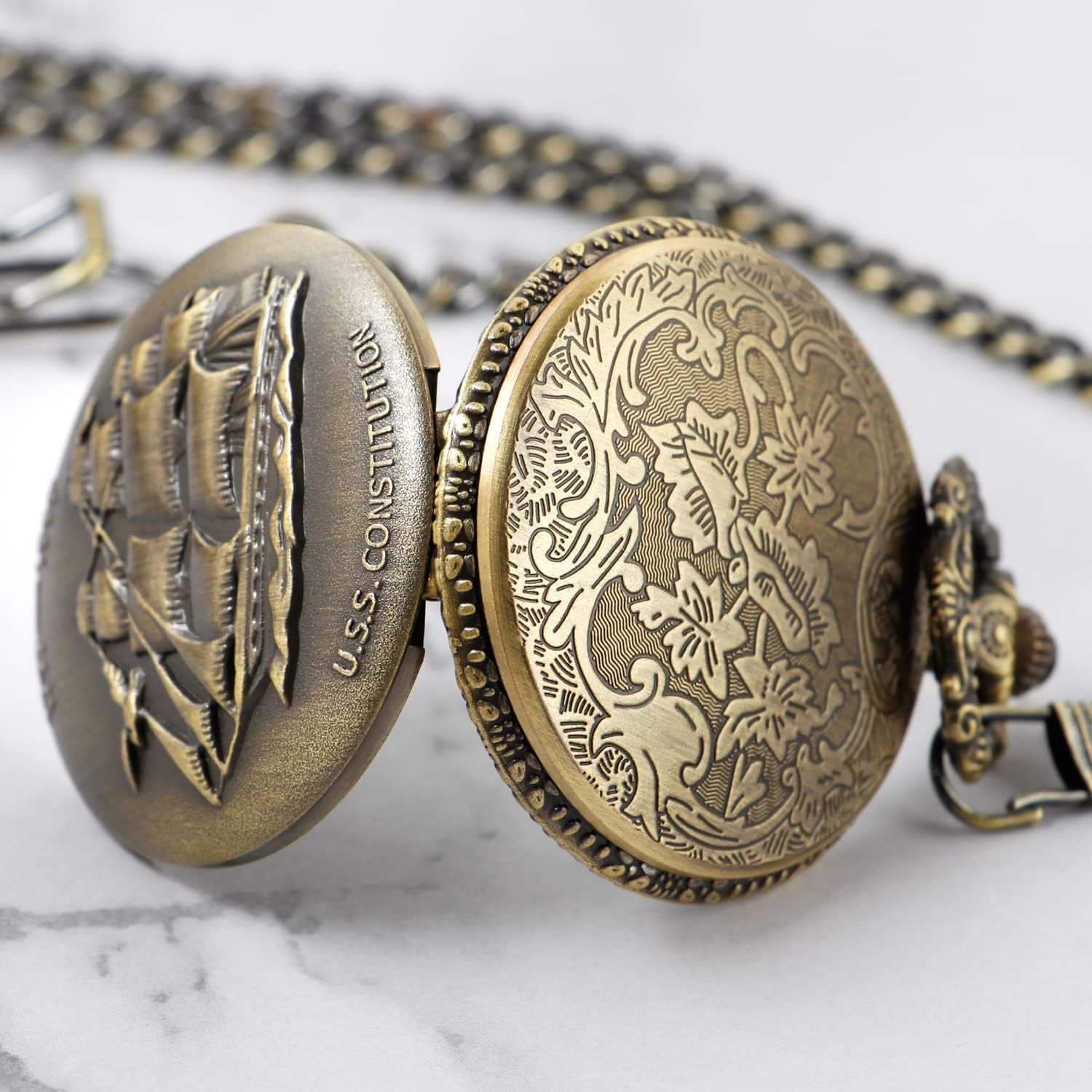 Men's Pocket Watch, Arabic Digital Dial Pocket Watches with Chain for Men