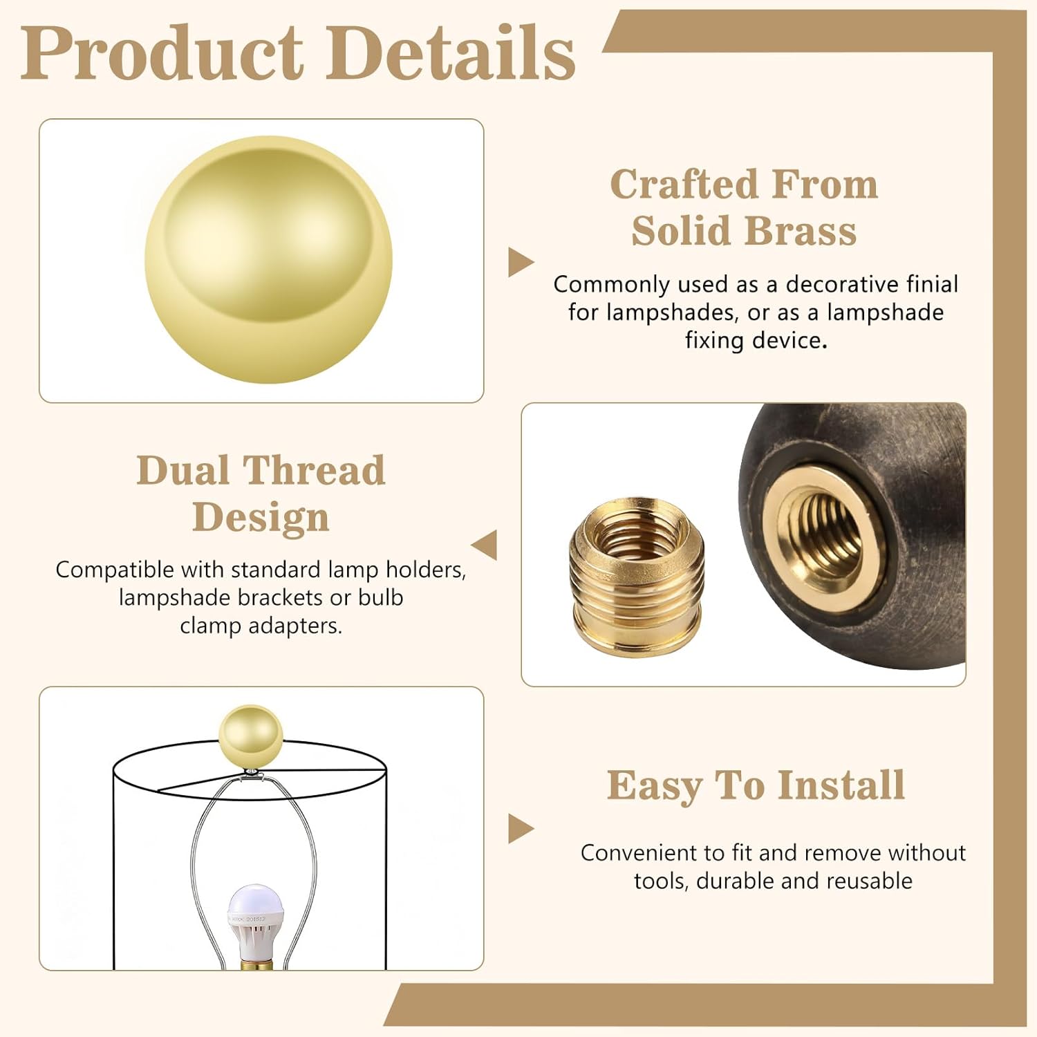 4 Pack Lamp Shade, Screw Classical Lamp Finials, Screw On Stylish Finials for Lamps, Replacement Lamp Shade Finials for Table Lamp, Floor Lamp, Home Lighting Decor (Antique Bronze + Gold)