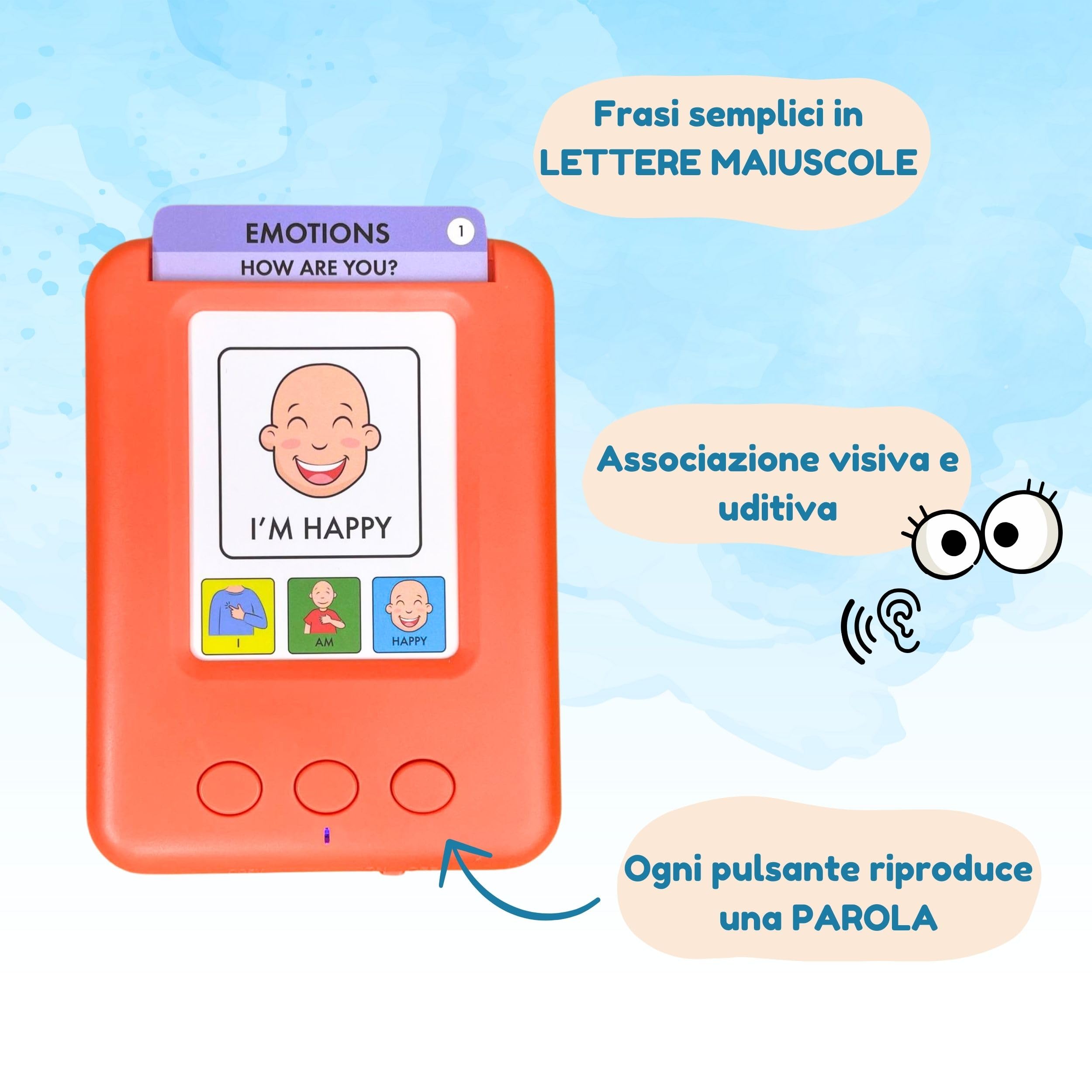 Risorse vocali e linguistiche | Schede flash parlanti per bambini | Discorso tascabile | Giocattoli per la terapia del linguaggio | Imparare le mie prime frasi - Editorial GEU (Italiano)