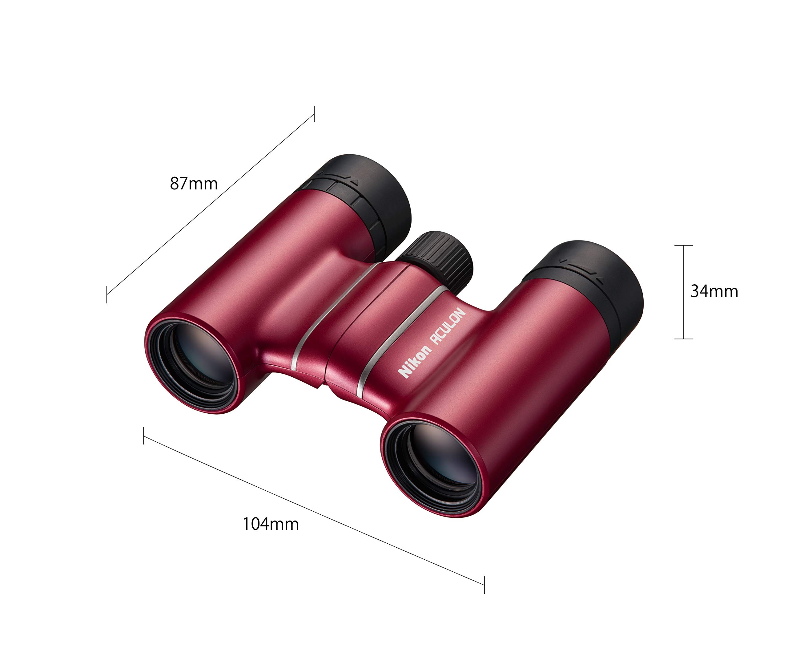Nikon Binocolo Aculon T02 8 x 21, Leggero, Compatto, Rosso