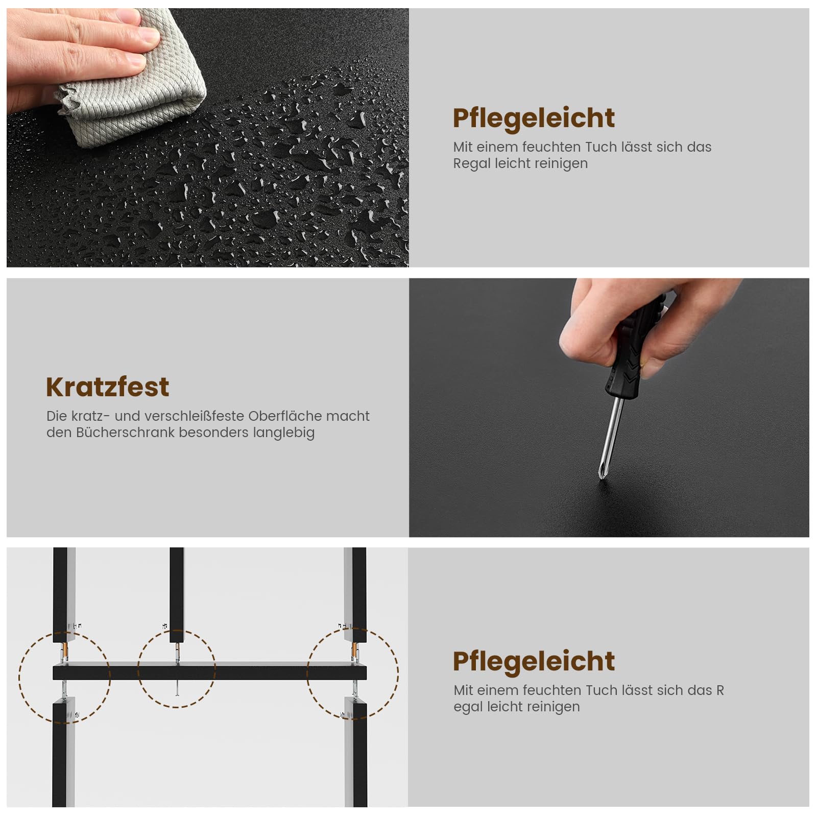 Bücherregal, Regal mit 6 Ebenen, Freistehend Bücherschrank mit 12 offene Fächer, Standregal für Wohnzimmer, Schlafzimmer, Badezimmer, Büro, Modern, Leicht zu Montieren, 173x60x24 cm, Schwarz