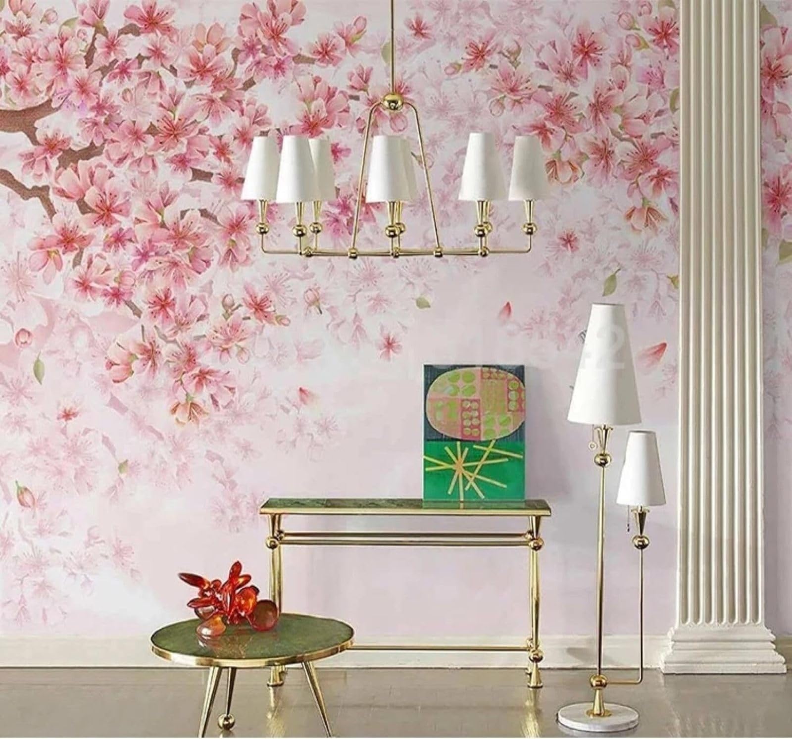 Tzxztt Romantic Rustic Butterflies Pink Floral Modern 3D Wallpaper Premium Textured Silk Neutral Tones Material Ideal for Living Room Bedroom-150cm×105cm