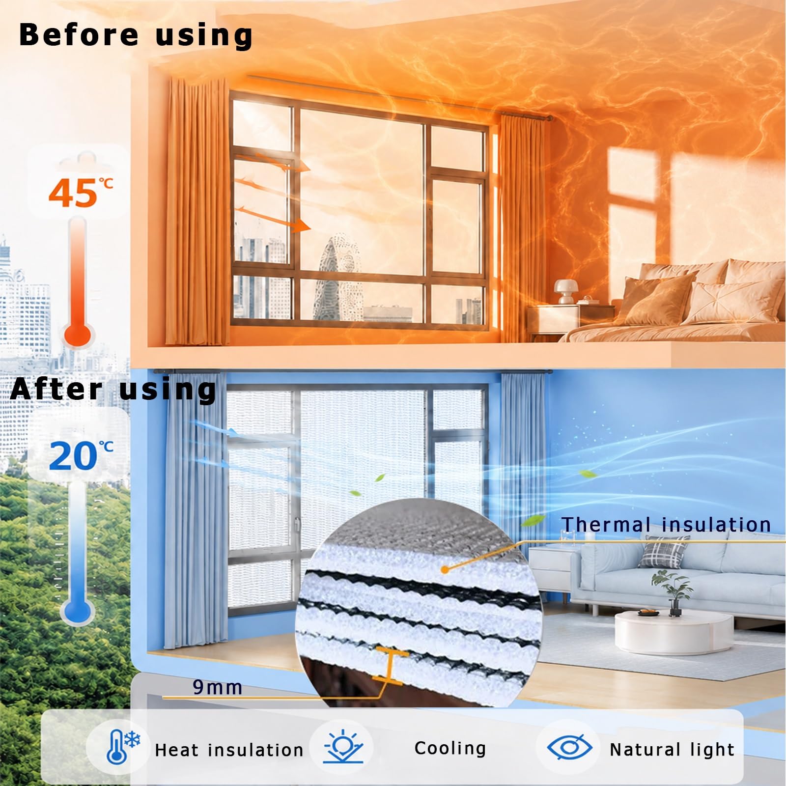 Película Opaca For Ventana, Aislamiento De Ventana De Luz Magnética