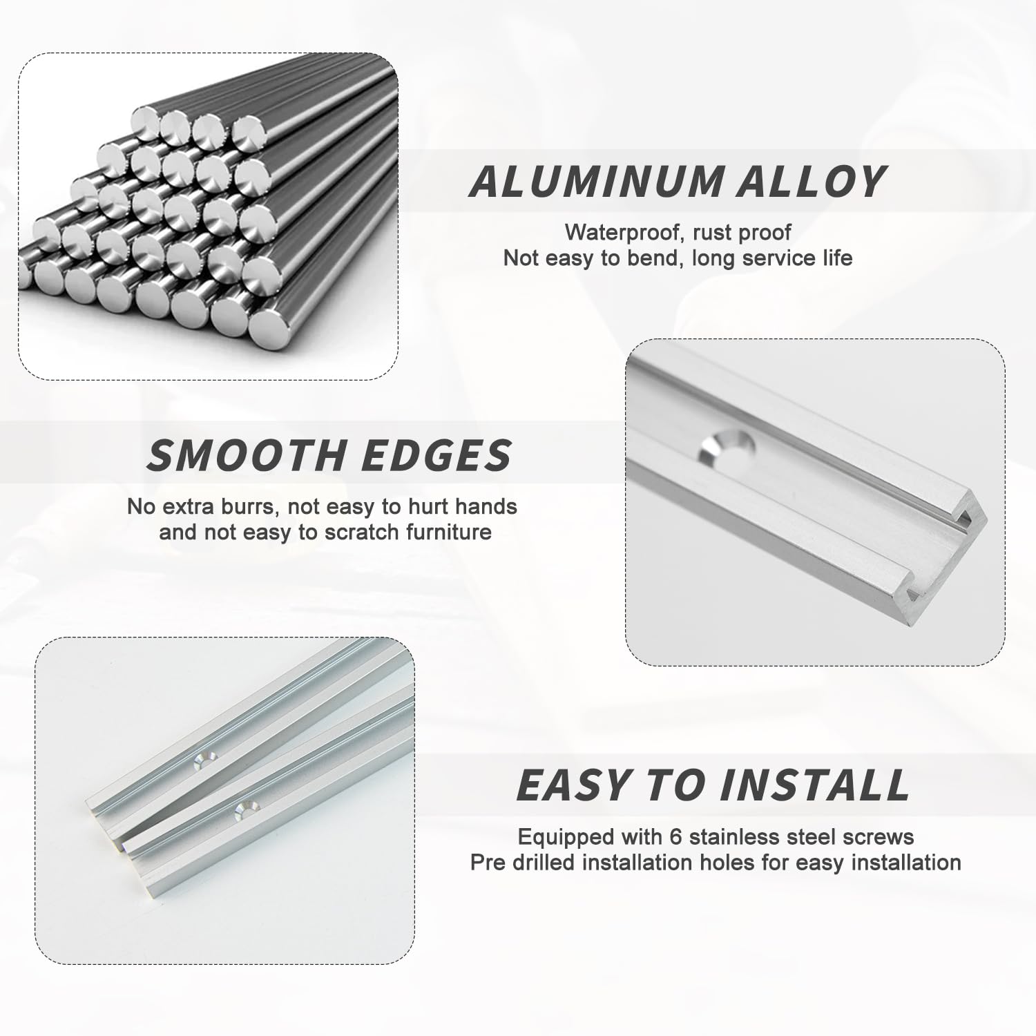T-Slot Track Aluminium Alloy 300mm, 2 Pieces T-Track with 6 Self-Tapping Screws for Woodworking Bench Saw Table Saw for Carpenter - Image 3