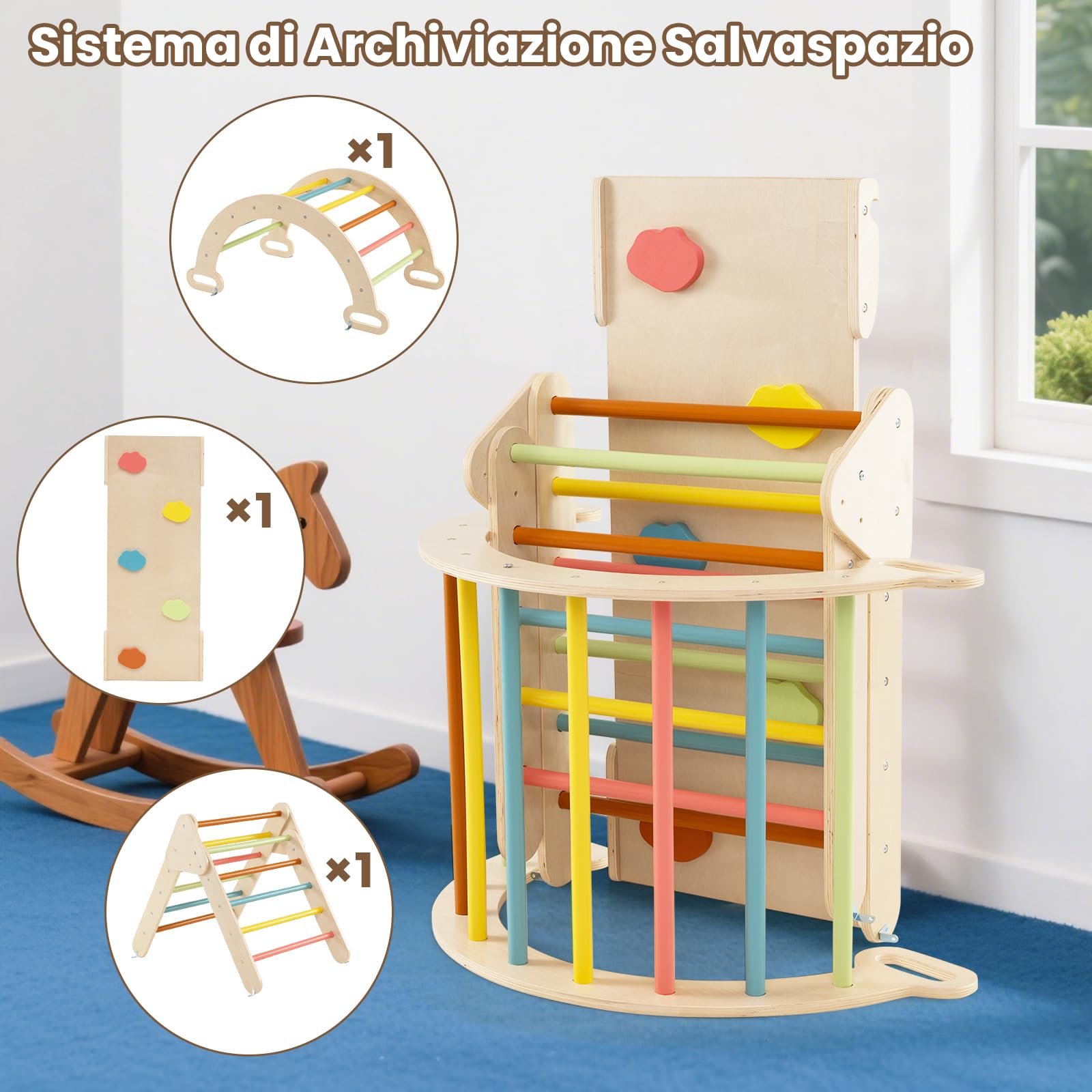 RELAX4LIFE Triangolo da Arrampicata con Scivolo per Bambini (Macaron)