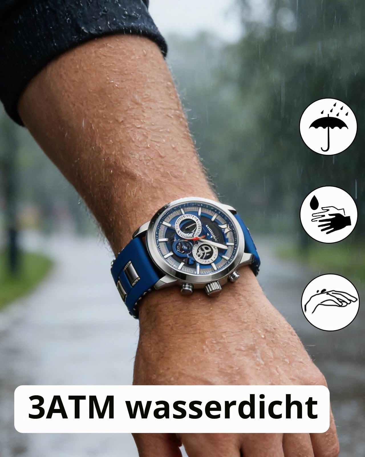 MEGALITH Herren Uhren Chronographen Armbanduhr: Analog Wasserdicht Herrenuhr mit Datum Leuchtend - Stilvoll Groß Quarzuhr Geschenke für Sportlich Männer Jubiläum Geburtstag