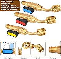 Vista 6 de WADEO 31 piezas de válvula de bola angular para refrigerante de aire acondicionado de 1/4 pulgada para refrigerante R410A R134A R12 R22
