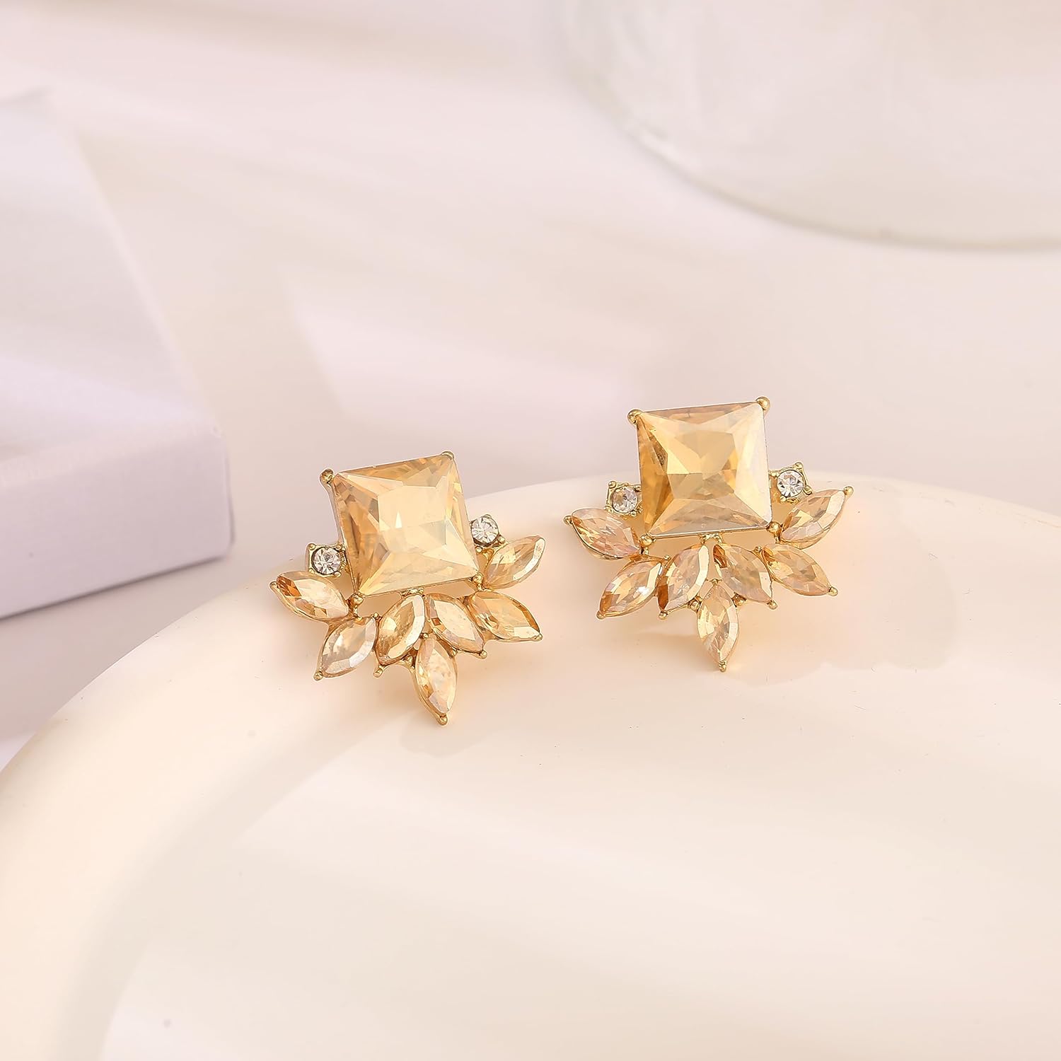 ATIMIGO Vintage Rhinestone Crystal Cluster Drop Earrings Art Deco Hypoallergenic Earrings for Women Wedding Bridal Prom Formal - Image 2