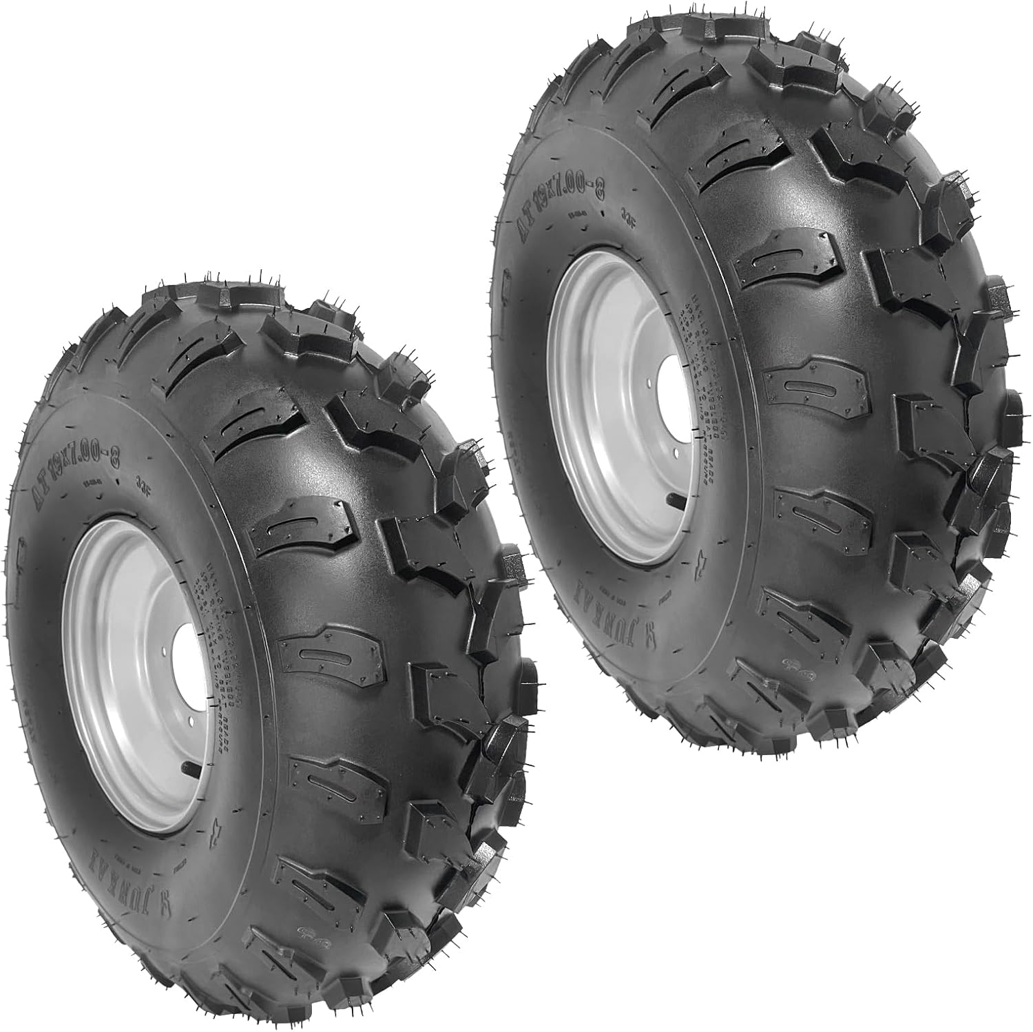 19x7.00-8 19x7-8 19x7x8 ATV Tire & Rim Wheel Assembly – 4 Stud, Fits 8" Rim 4 PLY 110mm (4.33") Bolt Spacing – for Quad, Go Kart, UTV, Buggy, Mini Bikes, Mower, Garden Tractor, 4 Wheelers (4 Pack)