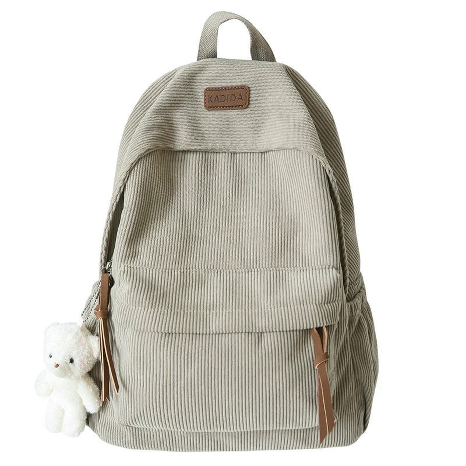 Gyios Backpack Corduroy For Women Girls Aesthetic Leisure Bag College Backpacks Large School Book Teenagers Travel Daypack-khaki-only