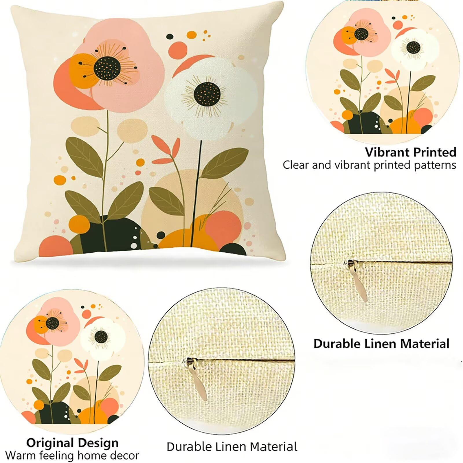 Generisch Outdoor Kissen Wetterfest 65x65cm Beige Dekokissen Kissenbezüge Botanischer Kissenhülle Sommer Sofakissen für Wohnzimmer Schlafzimmer Garten Dekorative 2er Set. P-3945
