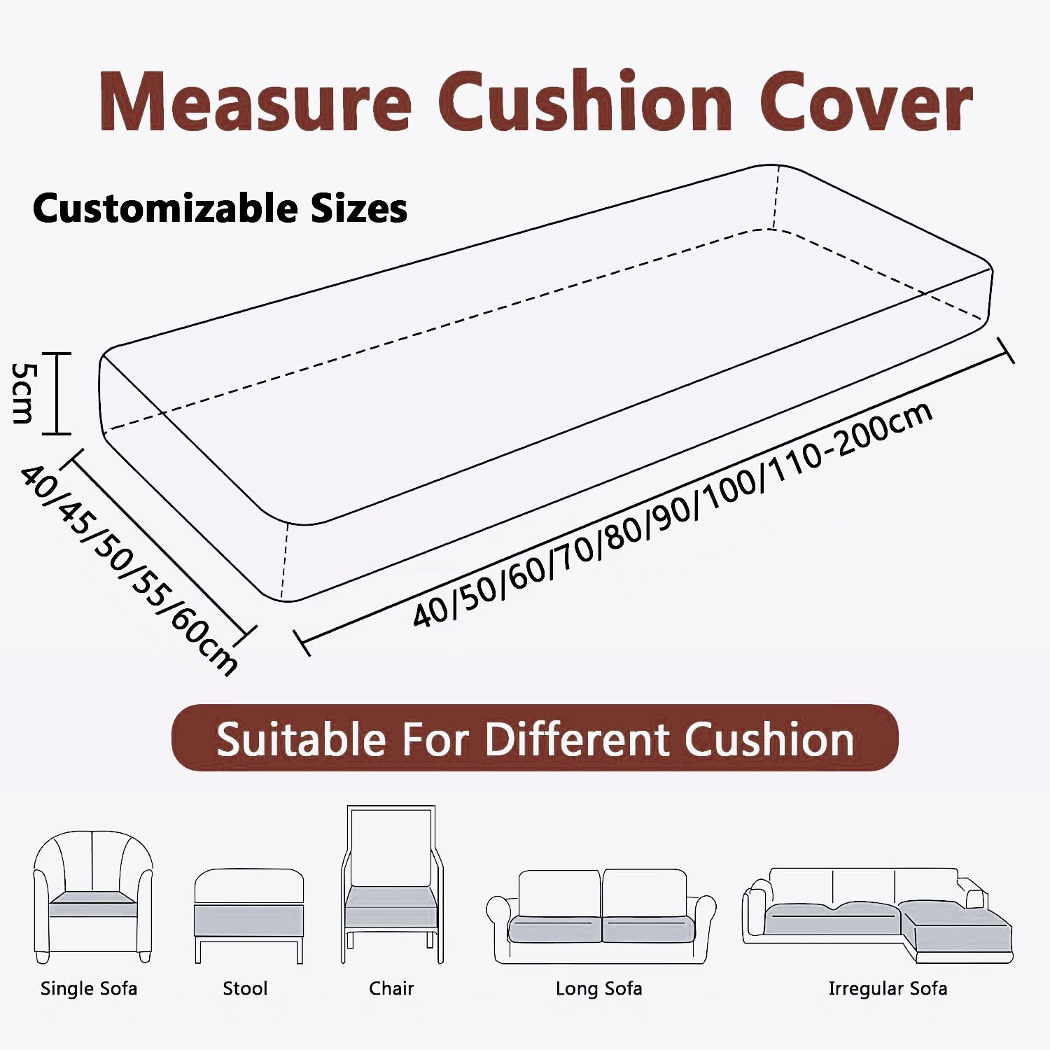 Fodera per Cuscino Panca da Esterno su Misura Grigio scuro 160x40x8cm con Cerniera Lavabile