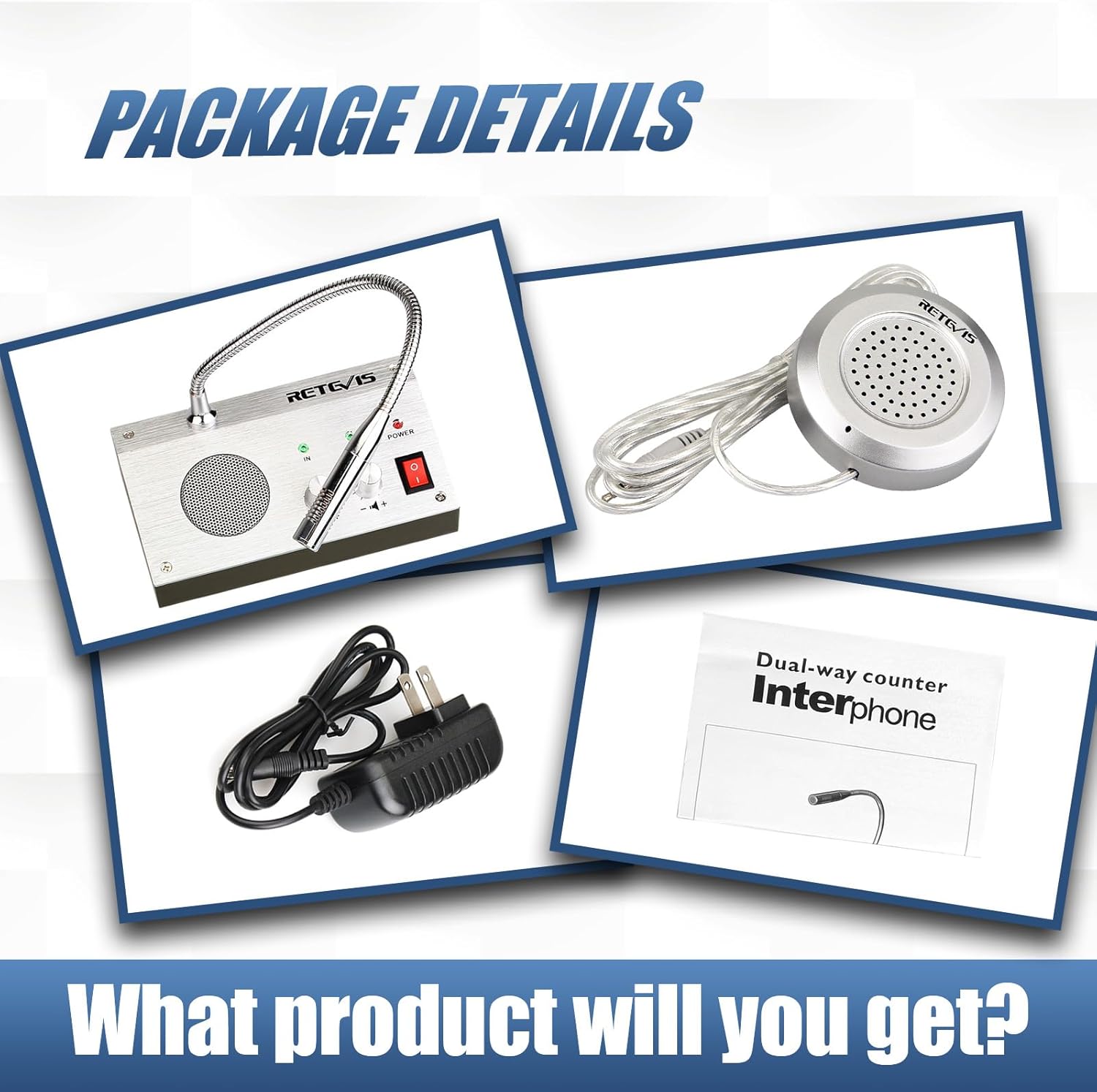 Package contents of Retevis RT-9908 Window Intercom System