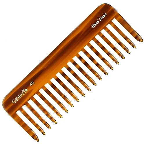 Giorgio G49 - Peine desenredante grande de 5.75 pulgadas, dientes anchos para cabello grueso y rizado, peine desenredante de pelo largo para húmedo